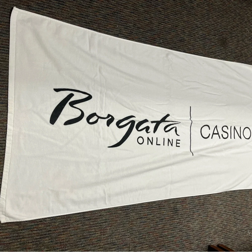 New Beach Towel Borgata Resort Casino White Black 59” X 30”
